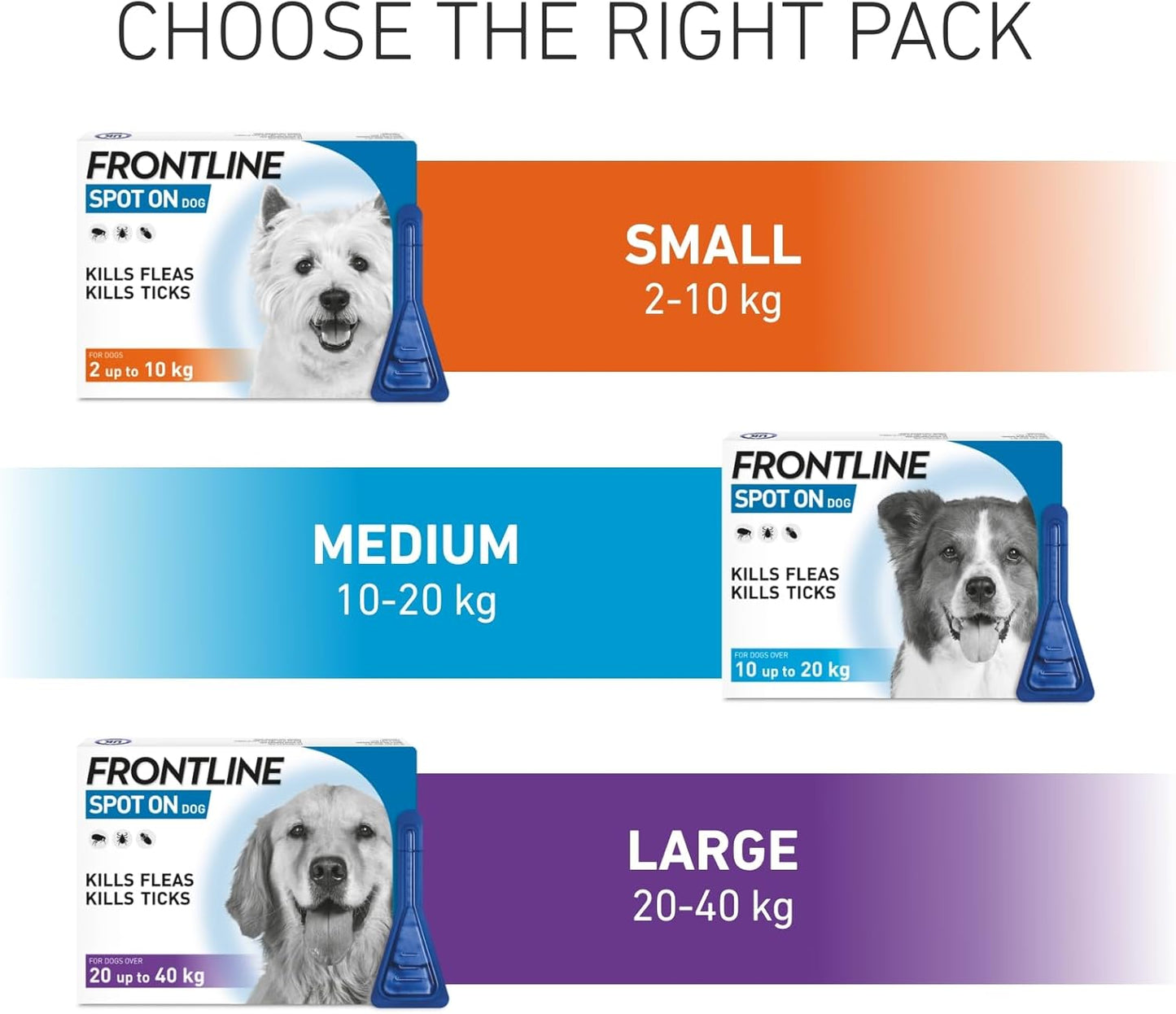 AGL FRONTLINE Spot On Flea & Tick Treatment for Large Dogs (20-40kg) - 3 Pipettes | Effective Flea, Tick & Parasite Control