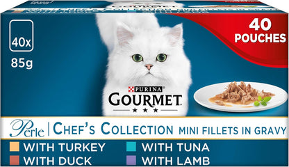 AGL GOURMET Perle Chef's Collection in Gravy Wet Adult Cat Food 40x85g