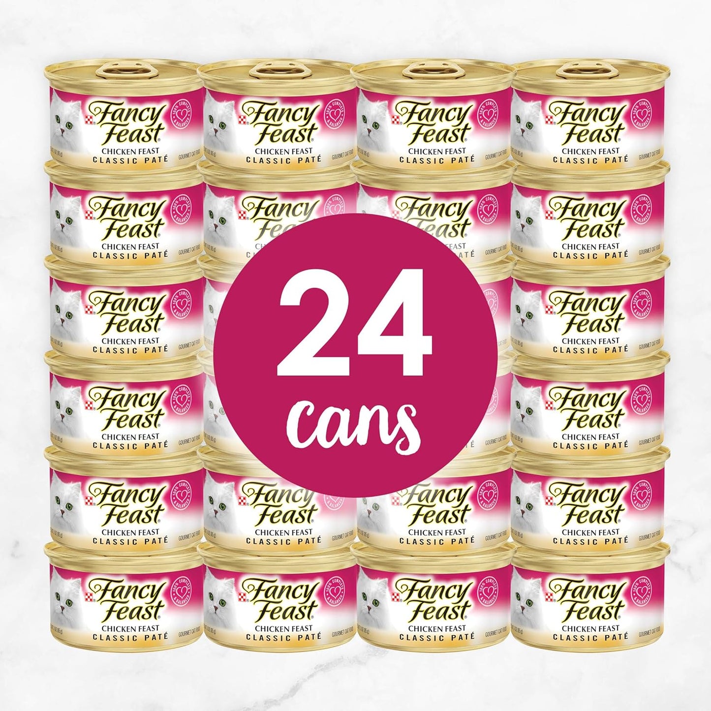 AGL Purina Fancy Feast Chicken Feast Classic Grain Free Wet Cat Food Pate - 24 (3 oz) Cans – High-Quality Protein, Delicious & Nutritious