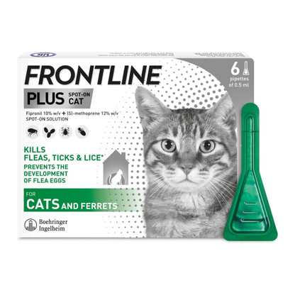 AGL FRONTLINE Plus Flea & Tick Treatment for Cats and Ferrets - 6 Pipettes