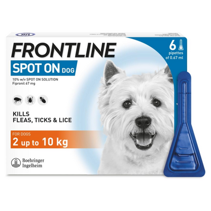 AGL FRONTLINE Spot On Flea & Tick Treatment for Small Dogs (2-10kg) - 6 Pipettes | Fast-Acting Flea & Tick Control