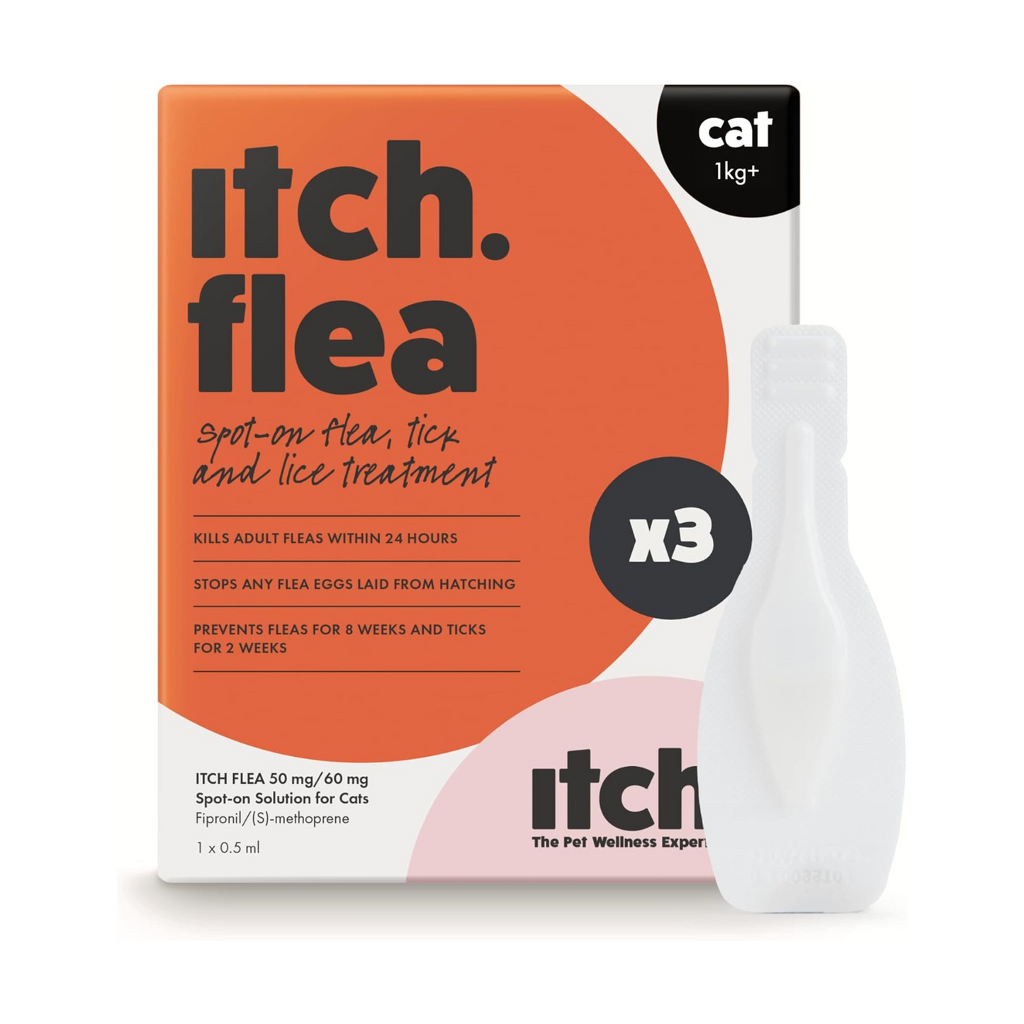 AGL Itch Flea & Tick Spot-On for Cats – Kills Fleas, Lice, Ticks & Eggs (3 Pipettes)